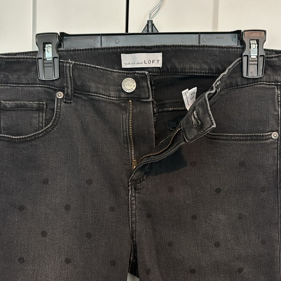Loft Black Polka Dot Skinny Jeans Women Size 10 - Picture 9 of 9